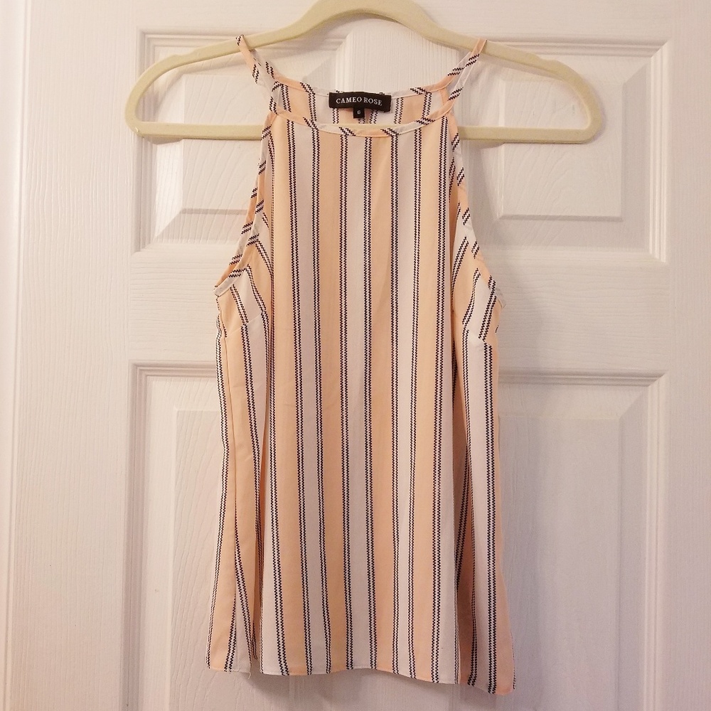 ☘3 for $24☘Cameo Rose candy striped tank